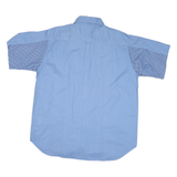 MENS COWBOY Mens Blue Striped Shirt XL Cotton Blend Short Sleeve Button Relaxed