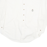 CHAPS Mens White Shirt XL Cotton Blend Button Down Crest Embroidered Pocket