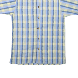 Mens Blue & Yellow Check Cotton Blend Short Sleeve Shirt S Casual Summer Wear