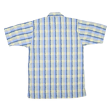 Mens Blue & Yellow Check Cotton Blend Short Sleeve Shirt S Casual Summer Wear
