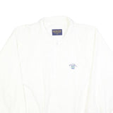 DUCKSTER Mens White Polo Collar Zip Jacket 2XL Polyester Plain Casual