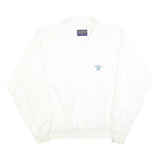 DUCKSTER Mens White Polo Collar Zip Jacket 2XL Polyester Plain Casual