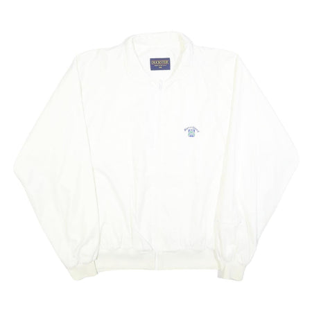 DUCKSTER Mens White Polo Collar Zip Jacket 2XL Polyester Plain Casual