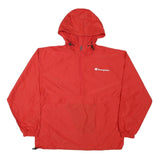 CHAMPION Mens Red Nylon Hooded Zip Jacket L Lightweight Sportswear