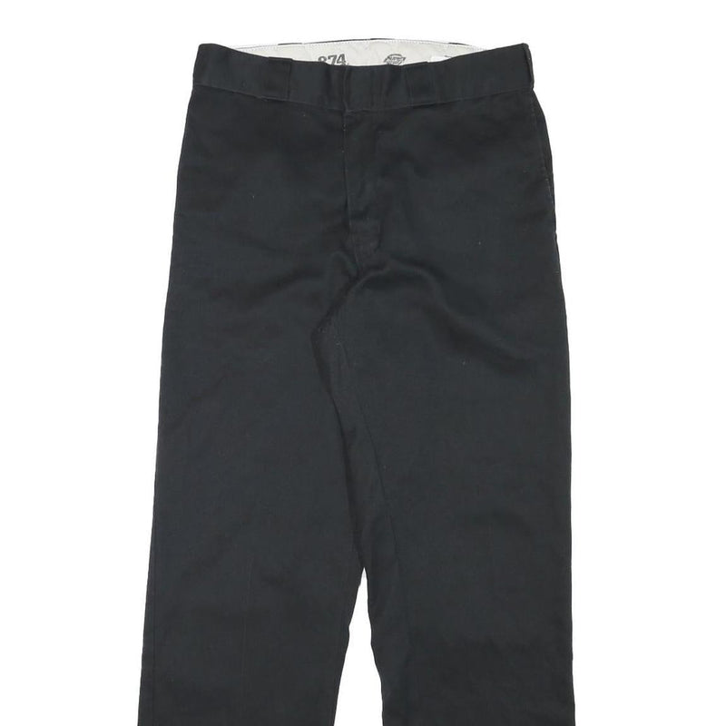 DICKIES Mens Cotton Blend Black Regular Fit Straight Leg Trousers W29 L30