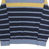 NAUTICA Mens Blue & Yellow Patterned Cotton Pullover 1/4 Zip Jumper XL Striped