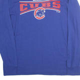 MAJESTIC Mens Blue Chicago Cubs Graphic T-Shirt XL Long Sleeve Crew Neck