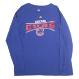 MAJESTIC Mens Blue Chicago Cubs Graphic T-Shirt XL Long Sleeve Crew Neck