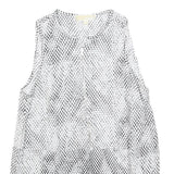 MICHAEL KORS Womens Black & White Printed Sleeveless Zip Top M Stylish Women