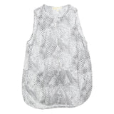 MICHAEL KORS Womens Black & White Printed Sleeveless Zip Top M Stylish Women