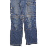 DICKIES Mens Blue Regular Fit Cargo Denim Rinse Wash Jeans W28 L30 Utility Zip