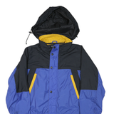 Mens Blue & Black Colourblock Outdoor Jacket XL Polyester Blend Zip Hooded