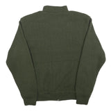 LAGO Mens Green & Brown Zip Up Knitted Jacket L Polyester Blend Quilted Patches
