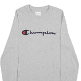 CHAMPION Mens Grey Long Sleeve Crew Neck T-Shirt S Cotton Logo Sweatshirt