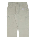 CARHARTT Mens Cotton Blend Beige Relaxed Straight Trousers W34 L32 Workwear