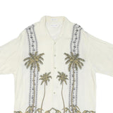 PIERRE CARDIN Mens Cream Rayon Short Sleeve Shirt L Palm Tree Print Tropical