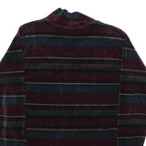 Mens Burgundy & Blue Striped Sweatshirt M Mock Neck Polyester Blend Casual