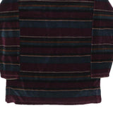 Mens Burgundy & Blue Striped Sweatshirt M Mock Neck Polyester Blend Casual