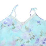 Womens Blue Floral Printed Camisole Spaghetti Strap V-Neck XL Summer Top