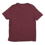 CALVIN KLEIN Mens Maroon Cotton Blend T-Shirt L Short Sleeve Crew Neck Classic