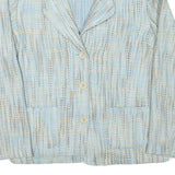 DELLA CITTA Womens Blue Beige Cotton Blend Button Jacket L Woven Classic