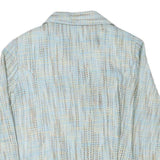 DELLA CITTA Womens Blue Beige Cotton Blend Button Jacket L Woven Classic