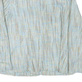 DELLA CITTA Womens Blue Beige Cotton Blend Button Jacket L Woven Classic