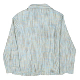 DELLA CITTA Womens Blue Beige Cotton Blend Button Jacket L Woven Classic
