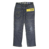 GOI GOI Mens Regular Fit Denim Jeans Blue W33 L30 Yellow Print Pockets Zip
