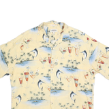 CAMPIA Mens Yellow Rayon Hawaiian Shirt 2XL Short Sleeve Colourblock Vacation