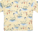 CAMPIA Mens Yellow Rayon Hawaiian Shirt 2XL Short Sleeve Colourblock Vacation