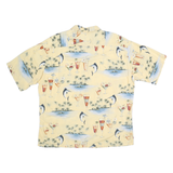 CAMPIA Mens Yellow Rayon Hawaiian Shirt 2XL Short Sleeve Colourblock Vacation