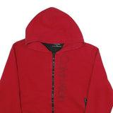 CALVIN KLEIN Mens Red Full Zip Hoodie L Cotton Blend Casual Zip Front