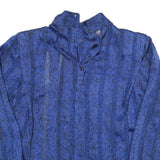 NICOLA Womens Blue Printed Blouse Long Sleeve High Neck M Elegant Casual