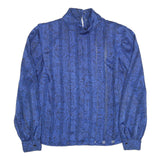 NICOLA Womens Blue Printed Blouse Long Sleeve High Neck M Elegant Casual