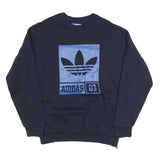 ADIDAS Mens Black Crew Neck M Sweatshirt Logo Print Cotton Blend Casual