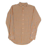 POLO RALPH LAUREN Mens Orange & Blue Check Shirt M Casual Cotton Blend Long