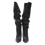 CHARLES & KEITH Womens Black Leather High Heel Boots UK 5 Stylish Elegant
