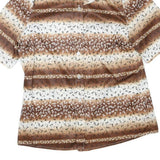 Womens Brown & Cream Floral Printed Shirt Short Sleeve Collared S Relaxed Fit