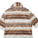Womens Brown & Cream Floral Printed Shirt Short Sleeve Collared S Relaxed Fit