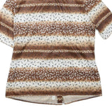 Womens Brown & Cream Floral Printed Shirt Short Sleeve Collared S Relaxed Fit