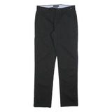 TOMMY HILFIGER Mens Cotton Blend Black Slim Straight Trousers W30 L32 Classic