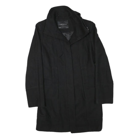 ZARA BASIC Womens Black Wool Blend Jacket M Button Closure Elegant Classic