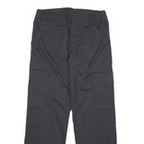 Mens Cotton Blend Black Regular Fit Cargo Trousers W30 L30 Button Closure