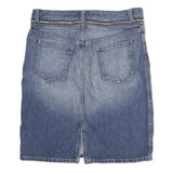 BURBERRY Womens Blue Denim Mini Cotton Skirt UK 8 Zip Pockets Casual