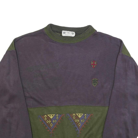 VINCI Mens Purple & Green Sweatshirt Crew Neck L Cotton Blend Casual Pullover