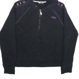 FILA Womens Black & Purple Zip Hoodie XL Sport Logo Tracksuit Sweatshirt