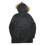 ALPHA INDUSTRIES Womens Black Nylon Flight Jacket XS Faux Fur Hood Zip