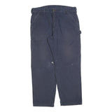 CARHARTT Mens Cotton Blend Navy Relaxed Straight Trousers W36 L30 Workwear Zip