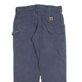 CARHARTT Mens Cotton Blend Navy Relaxed Straight Trousers W36 L30 Workwear Zip
